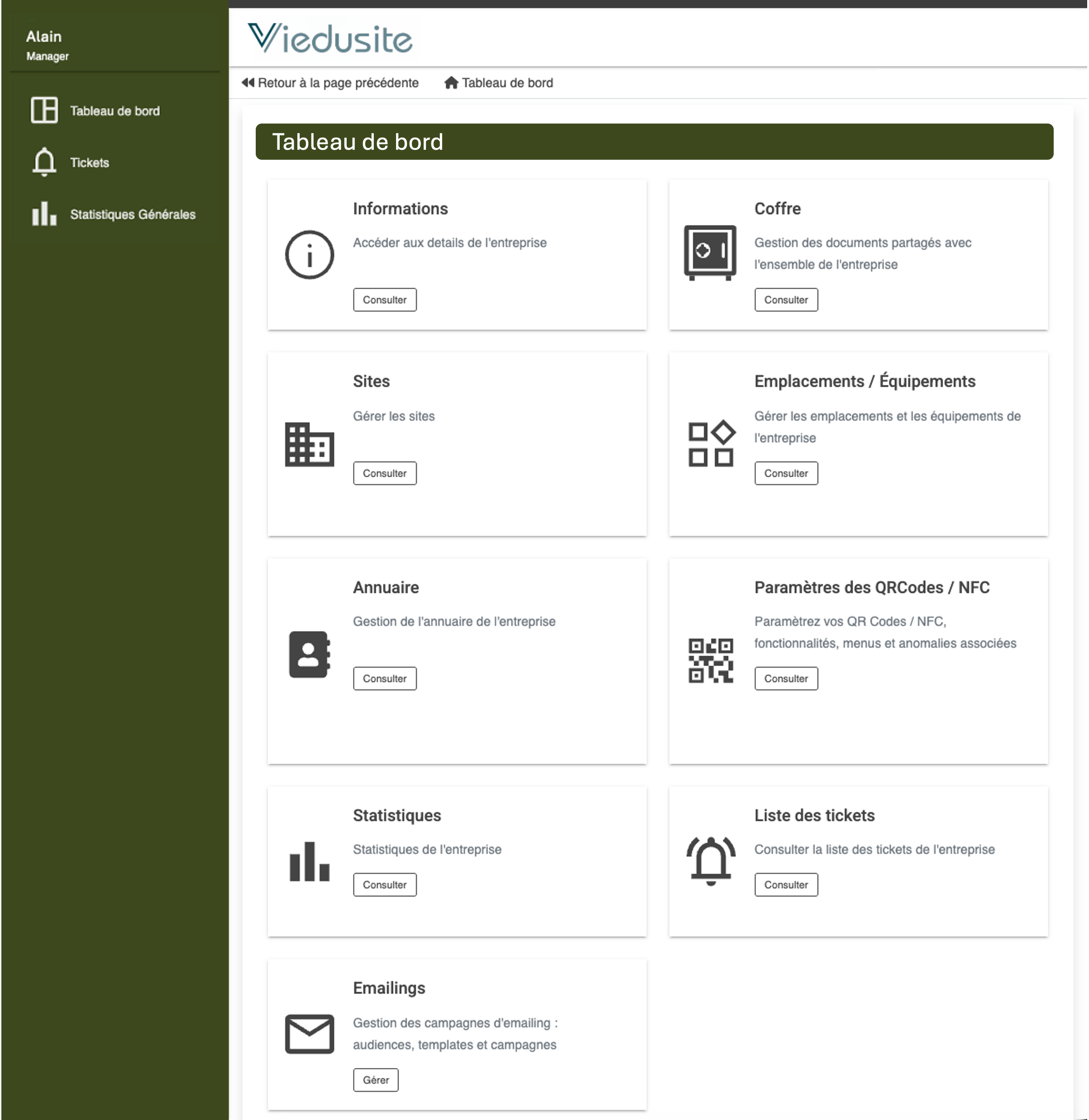 Tableau de bord VIEDUSITE